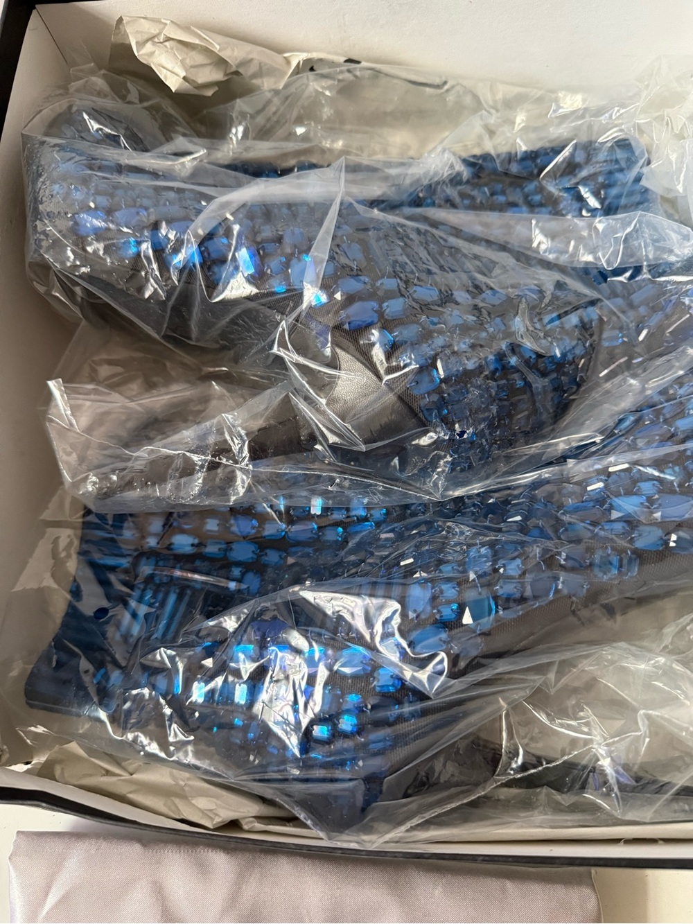 Giuseppe Zanotti Blue Crystal-Embellished Peep-Toe Heeled Boots size 40 NWT - Picture 4 of 4